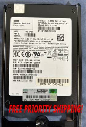 Arex1920s5xnftri Hpe 828832-002 Hp Model 1.92tb Sas 12 Gbps Cmlc Ssd D1