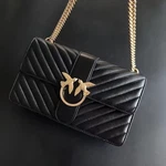 New Pinko Fashion Bag Simple Black Gold Crossbody Shoulder Leather. Fixed Price $129.90.